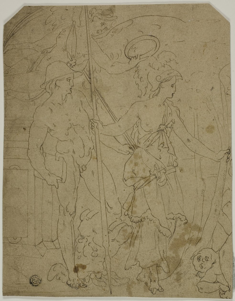 Scene med Mercury og Minerva af Fontainebleau School