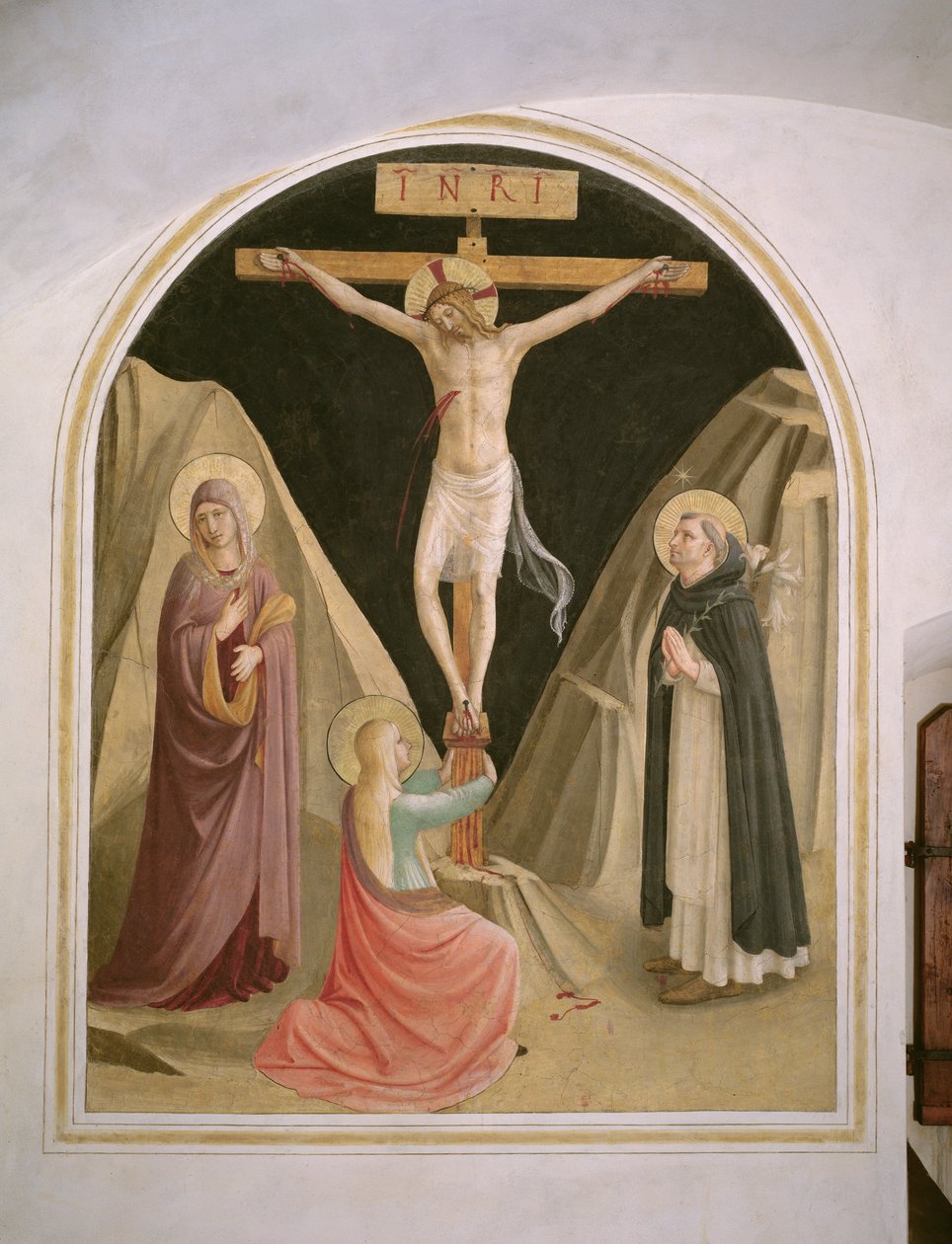 Korsfæstelse med St. Dominic, fra celle 25 af Fra Angelico