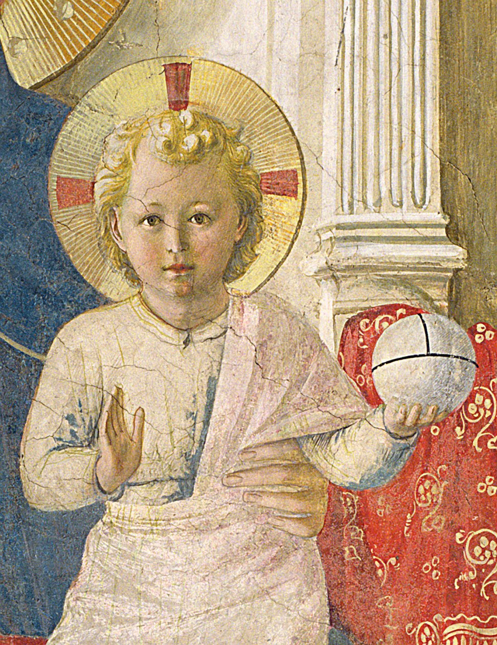 Detalje af Kristusbarnet fra Madonna delle Ombre Madonna of the Shadows, 1450 fresco af Fra Angelico