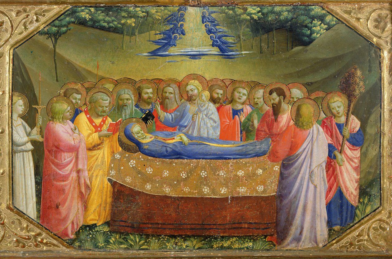 Jomfru Marias begravelse fra bebudelsesaltertavlens predella, ca. 1430-32 (tempera og guld på panel) af Fra Angelico