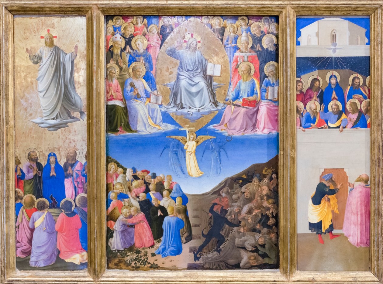 Triptykon (opstigning, sidste dom, pinse) af Fra (c.1387 1455) Angelico