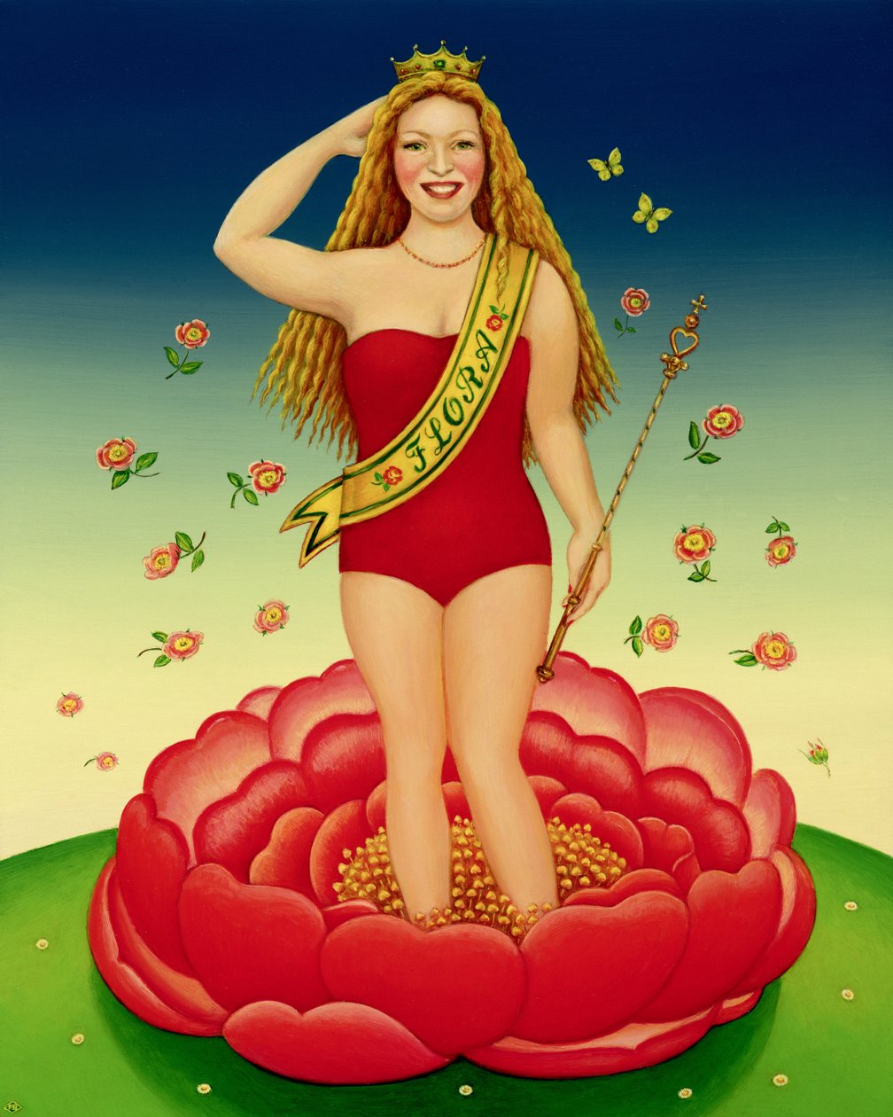 Flora, 2000 (olie og tempera på panel) af Frances Broomfield
