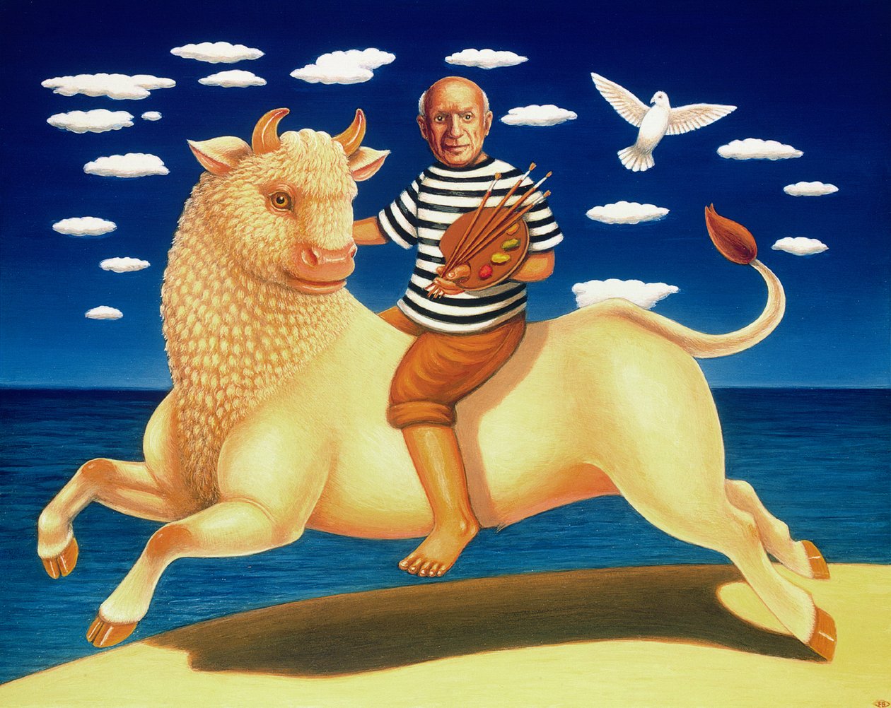 Yo Picasso, 2003 (olie og tempera på panel) af Frances Broomfield