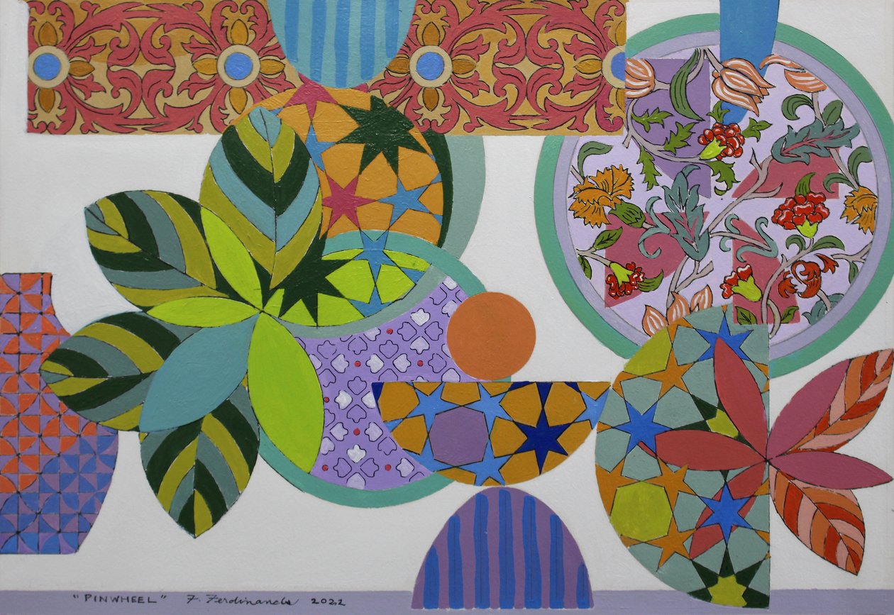 Pinwheel, 2022 (akryl på arkivakvarelpapir) af Frances Ferdinands