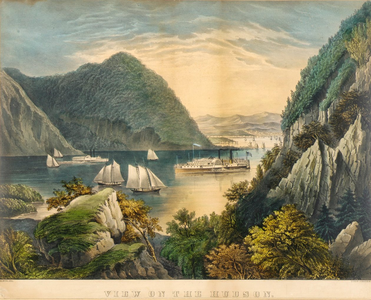 Udsigt over Hudson-floden af Frances Flora Bond Palmer