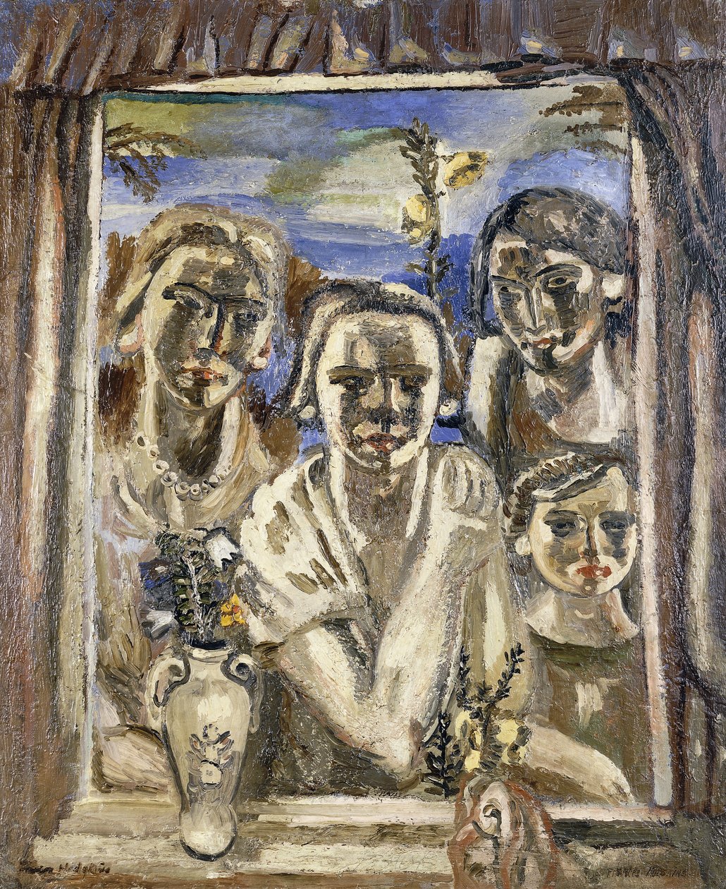 Familien, ca. 1926-1930 (olie på lærred) af Frances Hodgkins