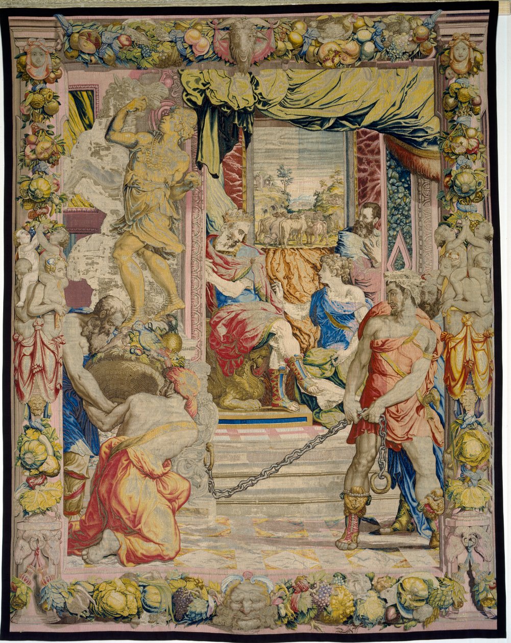 Joseph forklarer faraoen sin drøm om de fede og magre køer, fra Sala dei Dugento, 1546-53 (tæppe) af Francesco and Karcher, N Salviati