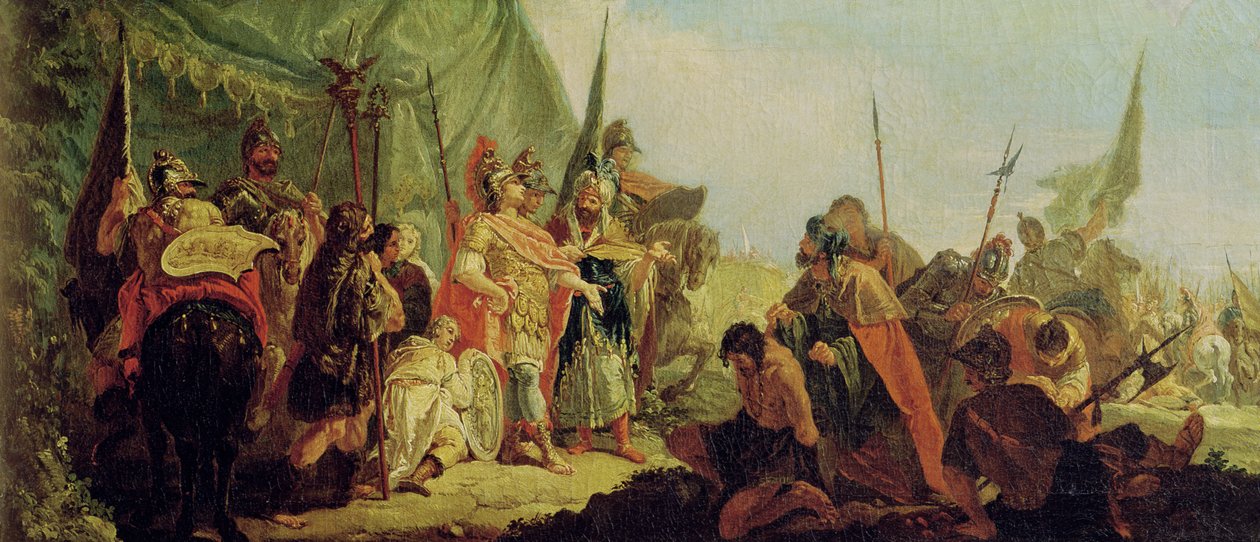 Alexander den Store (356-23 f.Kr.) og Porus af Francesco Fontebasso