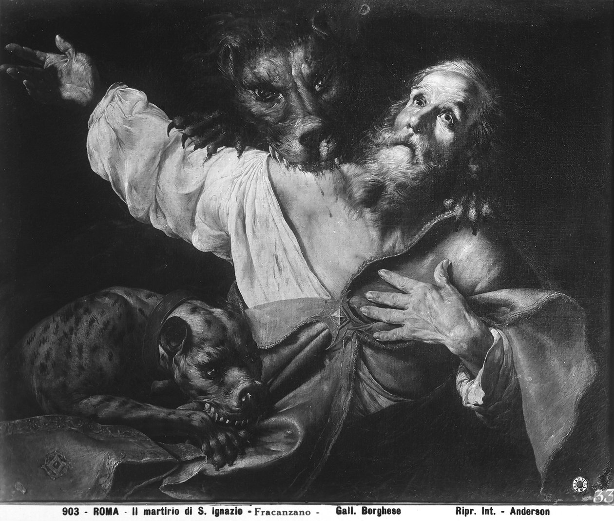 Sankt Ignatius af Antiokias martyrium (bw) af Francesco Fracanzano