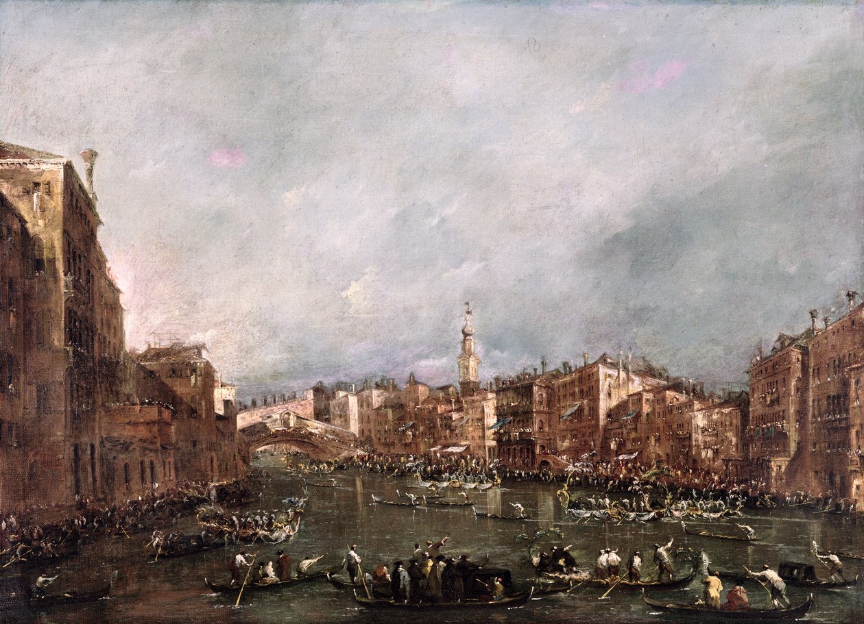 En Regatta på Canal Grande, Venedig af Francesco Guardi