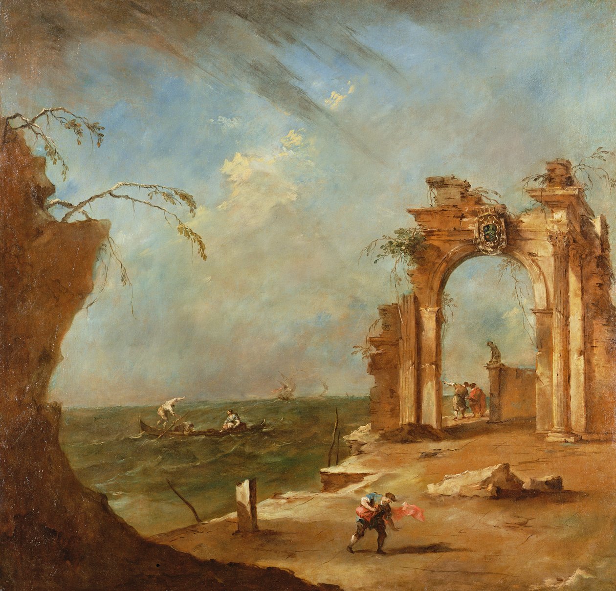 Capriccio med en ødelagt bue (olie) af Francesco Guardi