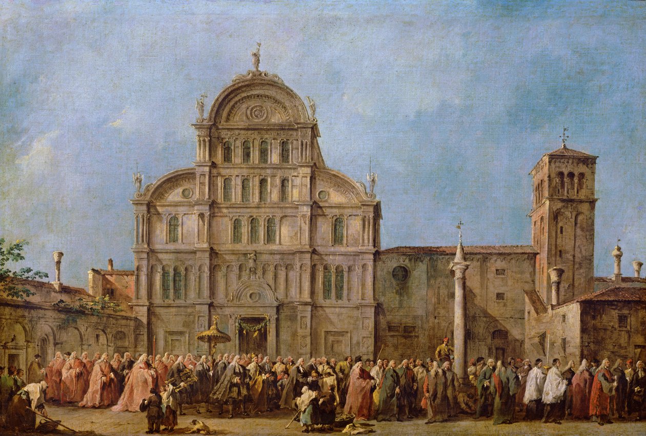 Påskeprocession af dogen af Venedig ved San Zaccaria-kirken, ca. 1766-70 af Francesco Guardi