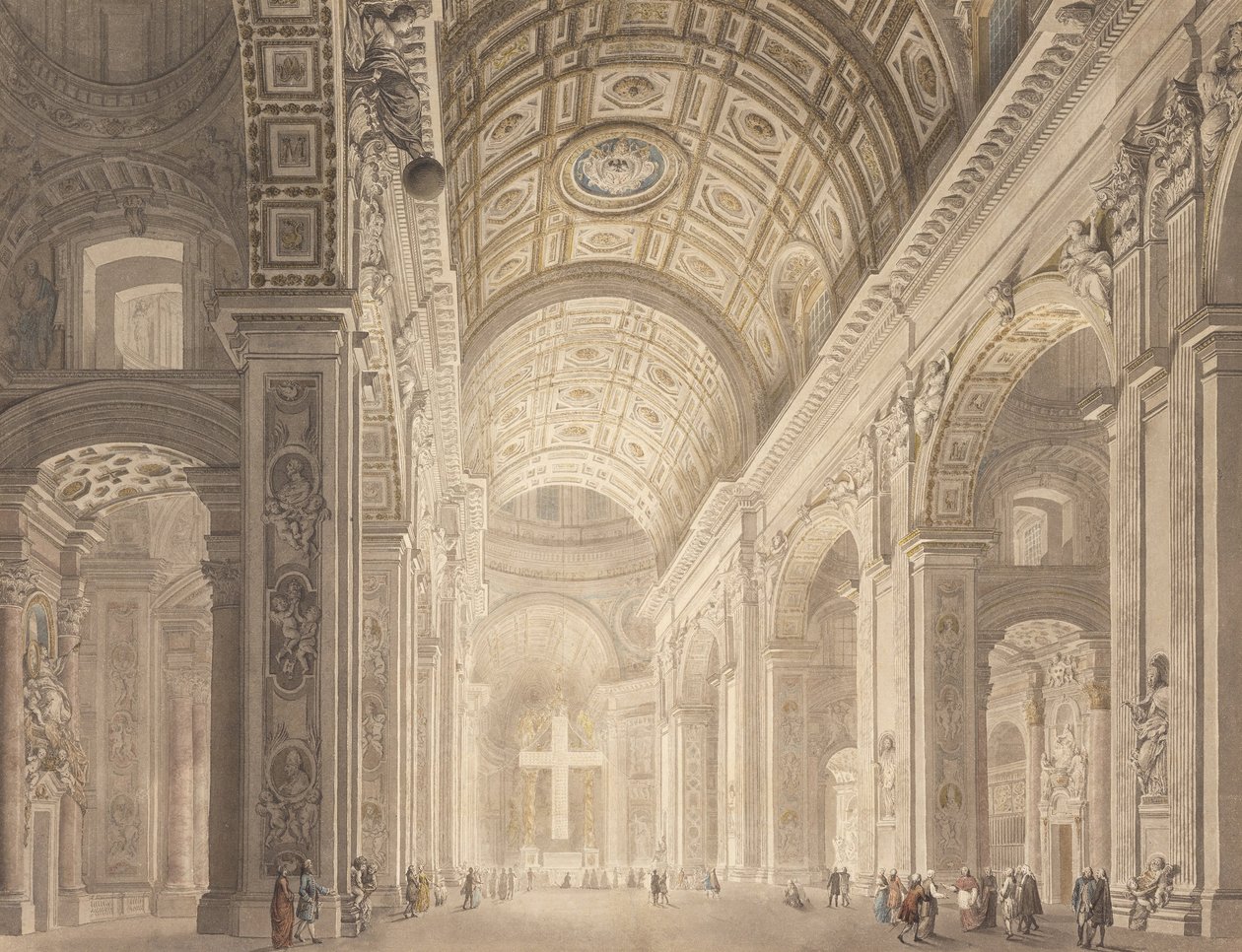 Interiør i St. Peters belyst af Francesco Panini