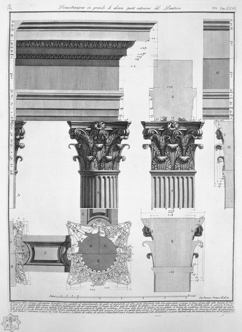 Pantheon, øverst. Presse af Francesco Piranesi