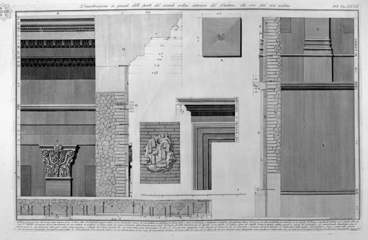 Pantheon, øverst. Presse af Francesco Piranesi