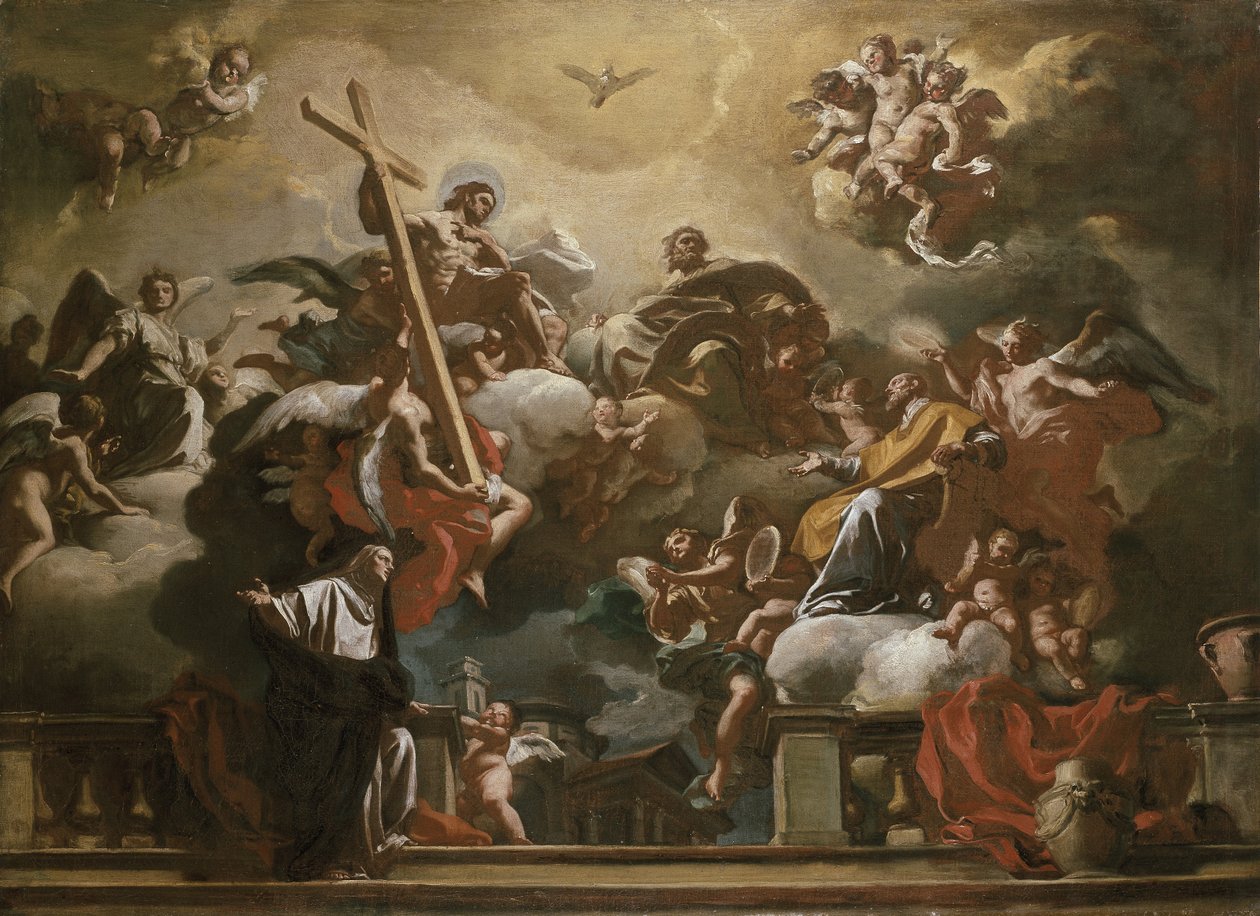 Vision om treenigheden med SS. Philip Neri og Francesca Romana, 1700-tallet af Francesco Solimena