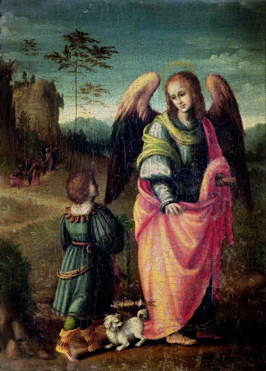 Tobias og englen (panel) af Francesco Ubertini Verdi Bachiacca