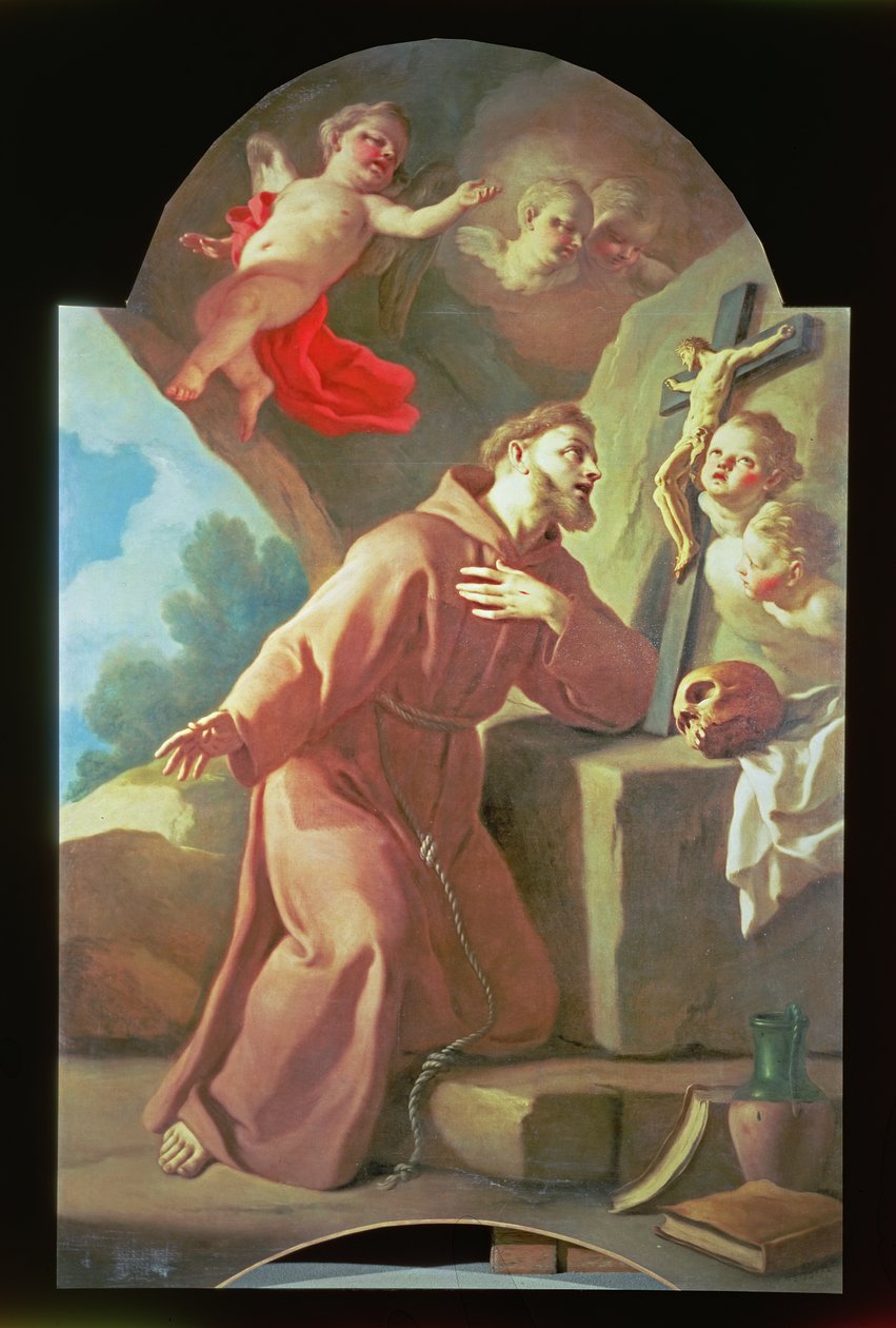 St. Frans af Assisi (en af et par, panel) af Francesco de Mura