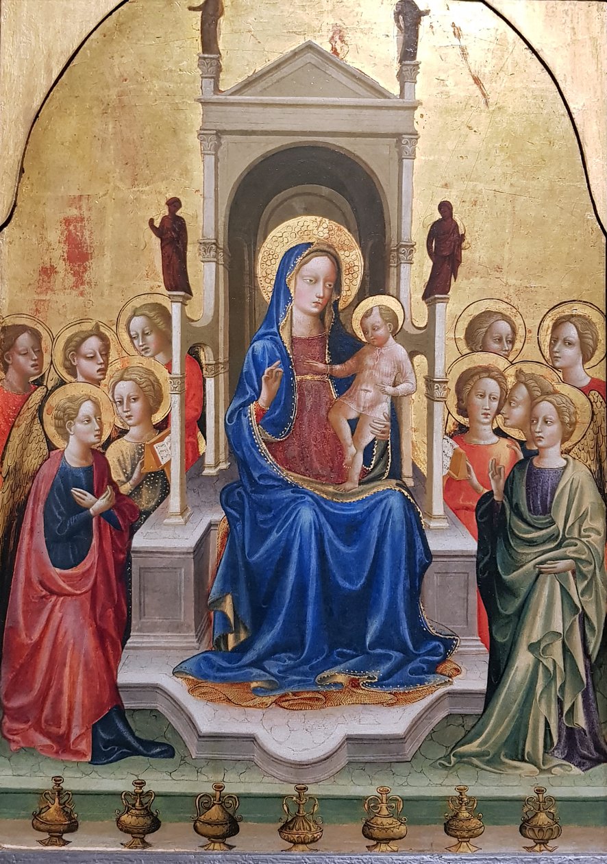 Jomfru og barn på en trone, omgivet af ti engle af Francesco di Antonio di Bartolomeo