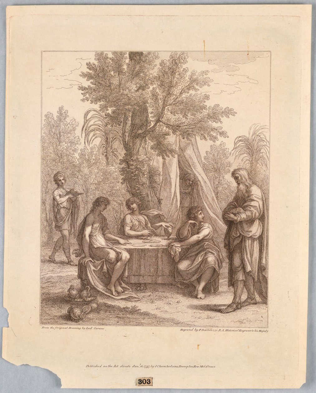 Abraham underholder tre engle af Francesco Bartolozzi