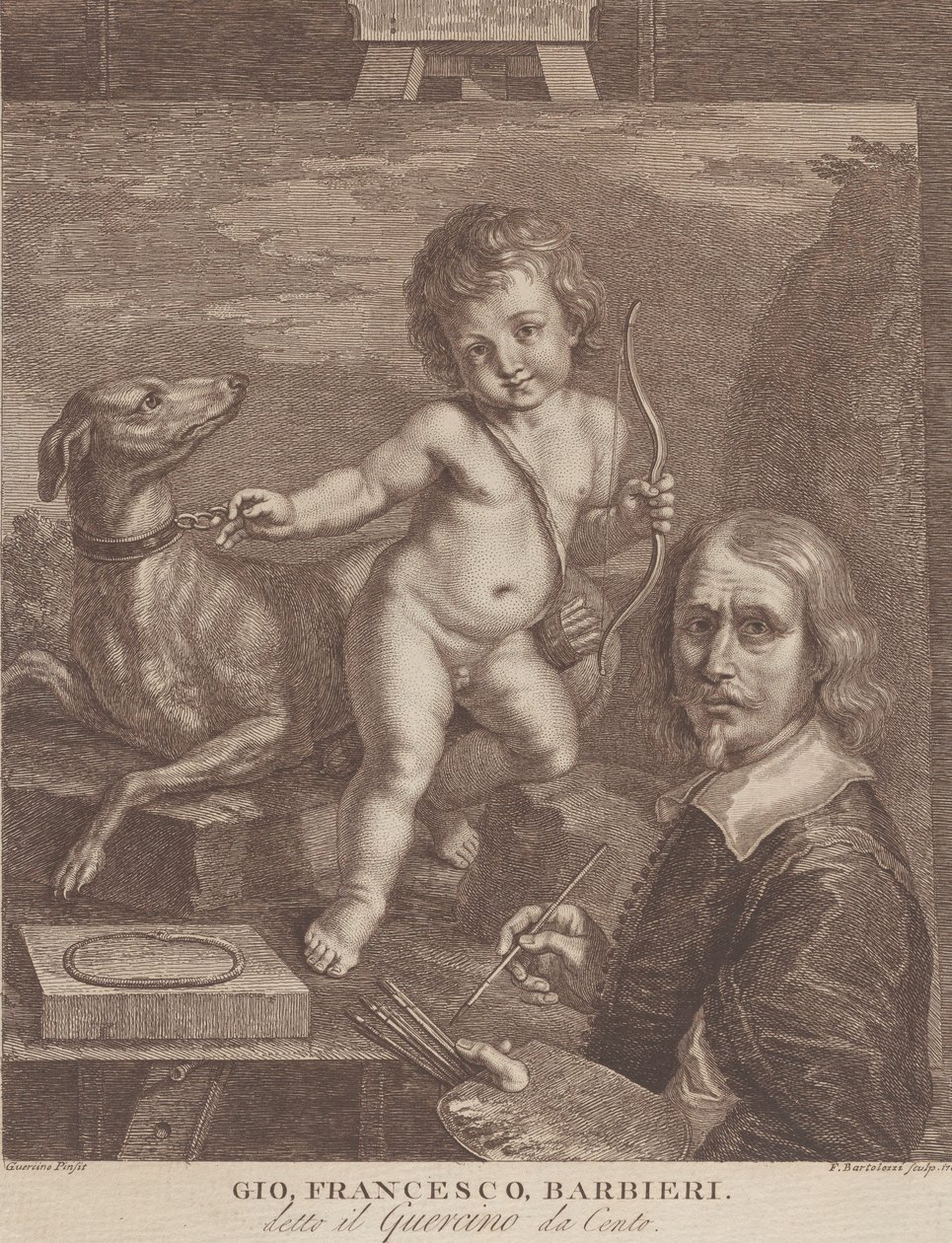 Guercino Selvportræt, 1790-99. af Francesco Bartolozzi