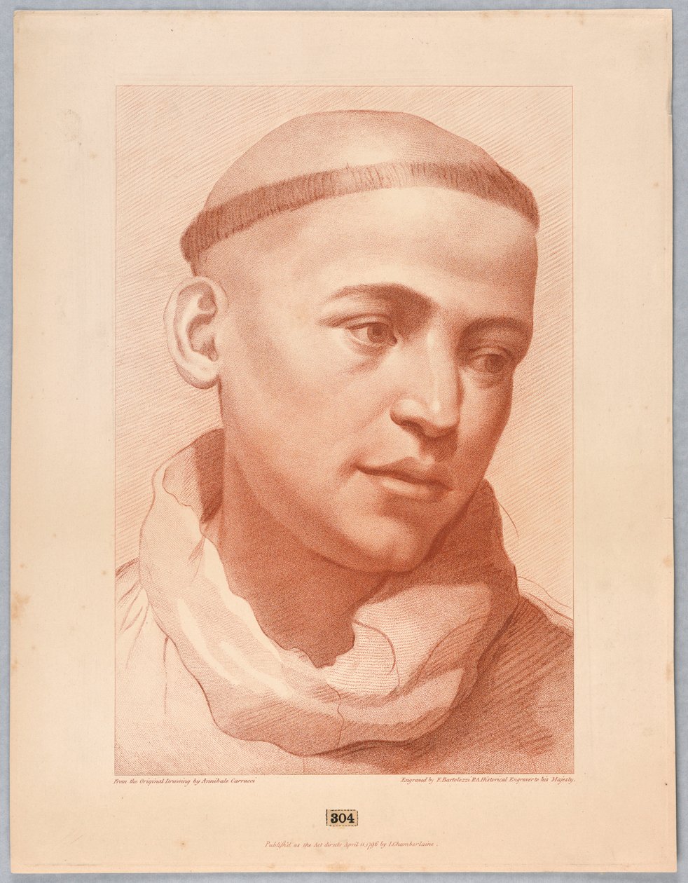 Munkehoved af Francesco Bartolozzi