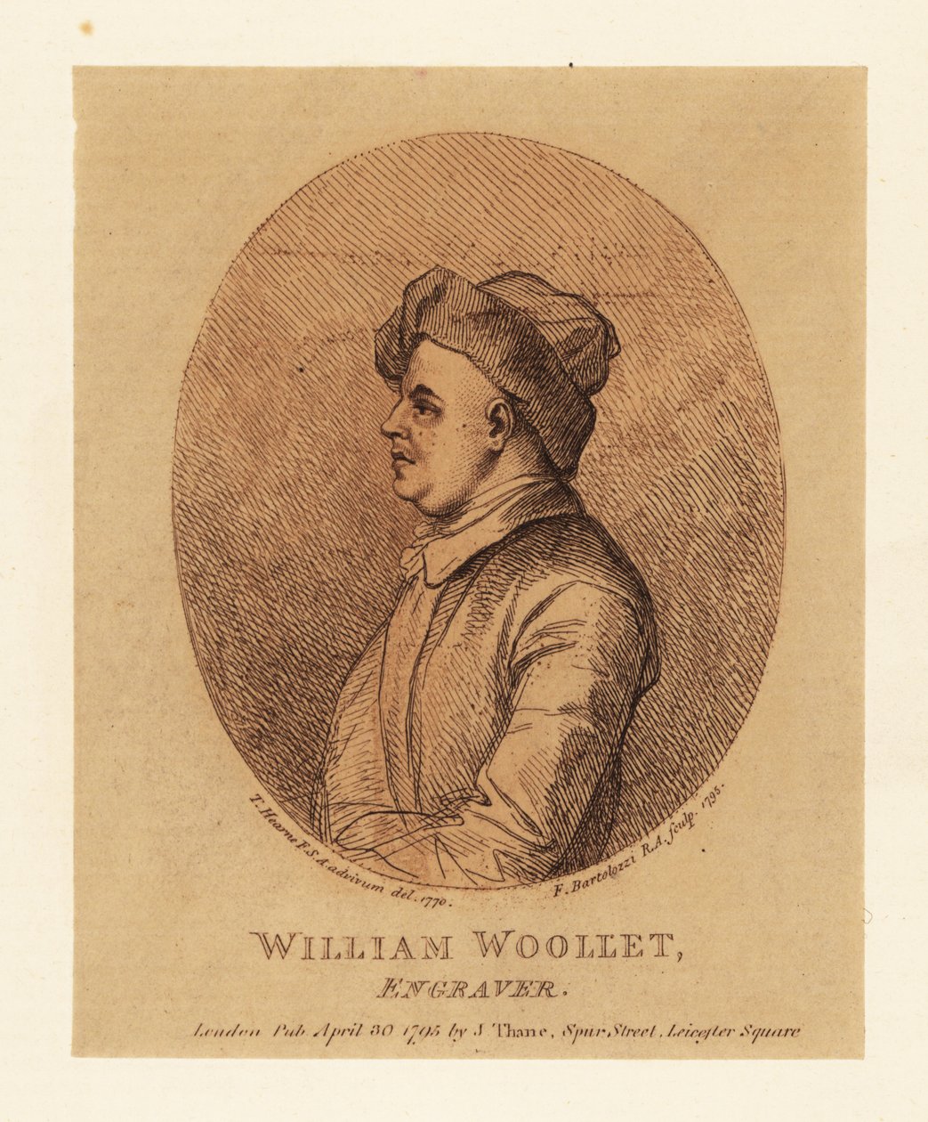 Portræt af William Woollet, engelsk gravør af Francesco Bartolozzi