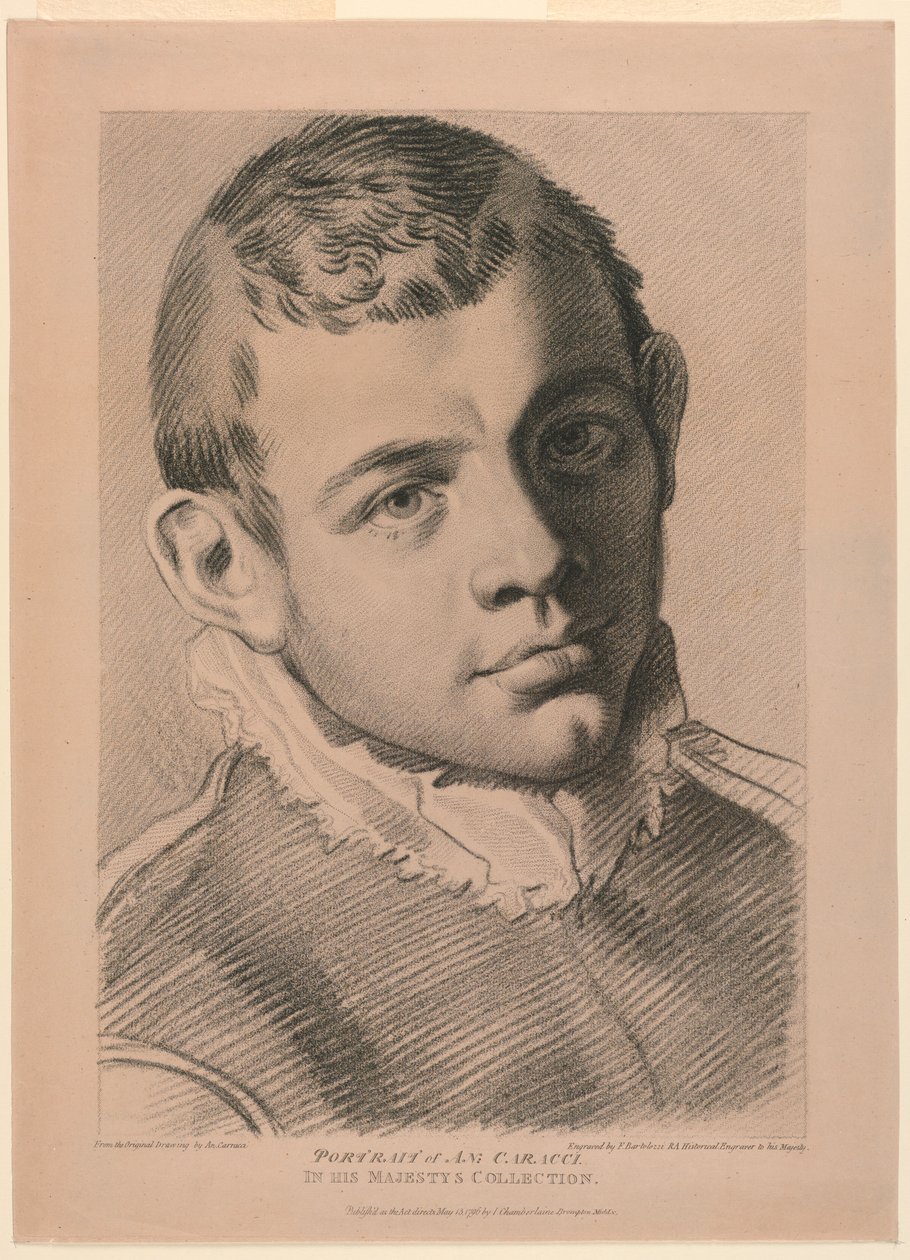 Selvportræt af A. N. Carracci af Francesco Bartolozzi