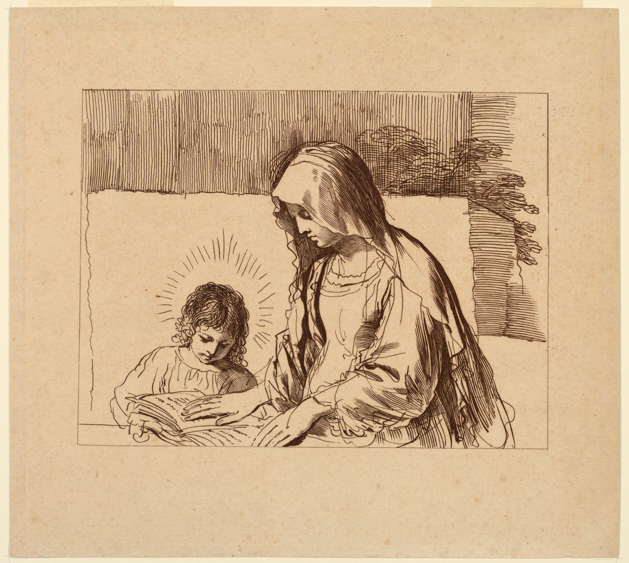 Jomfruen underviser Jesusbarnet af Francesco Bartolozzi
