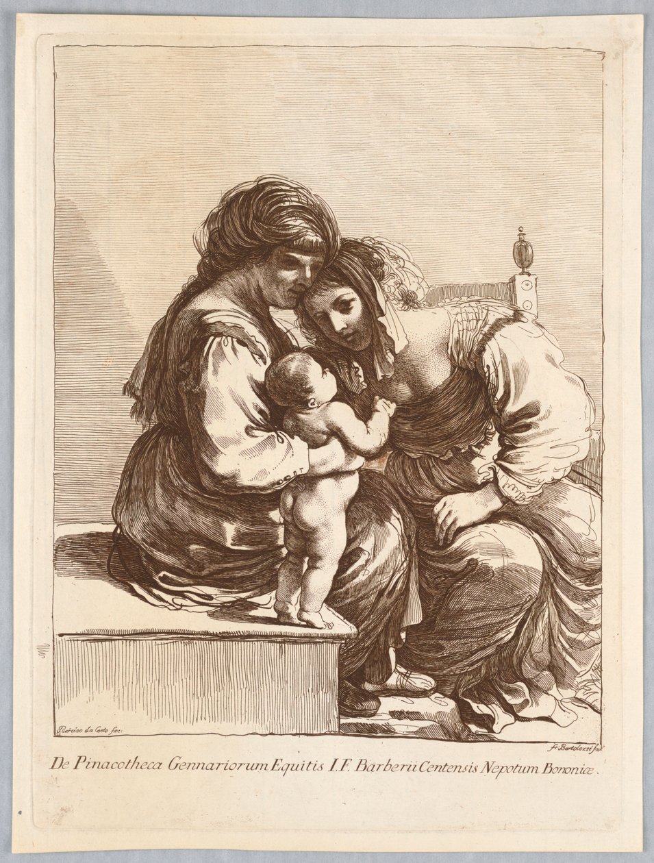 To kvinder og et barn af Francesco Bartolozzi