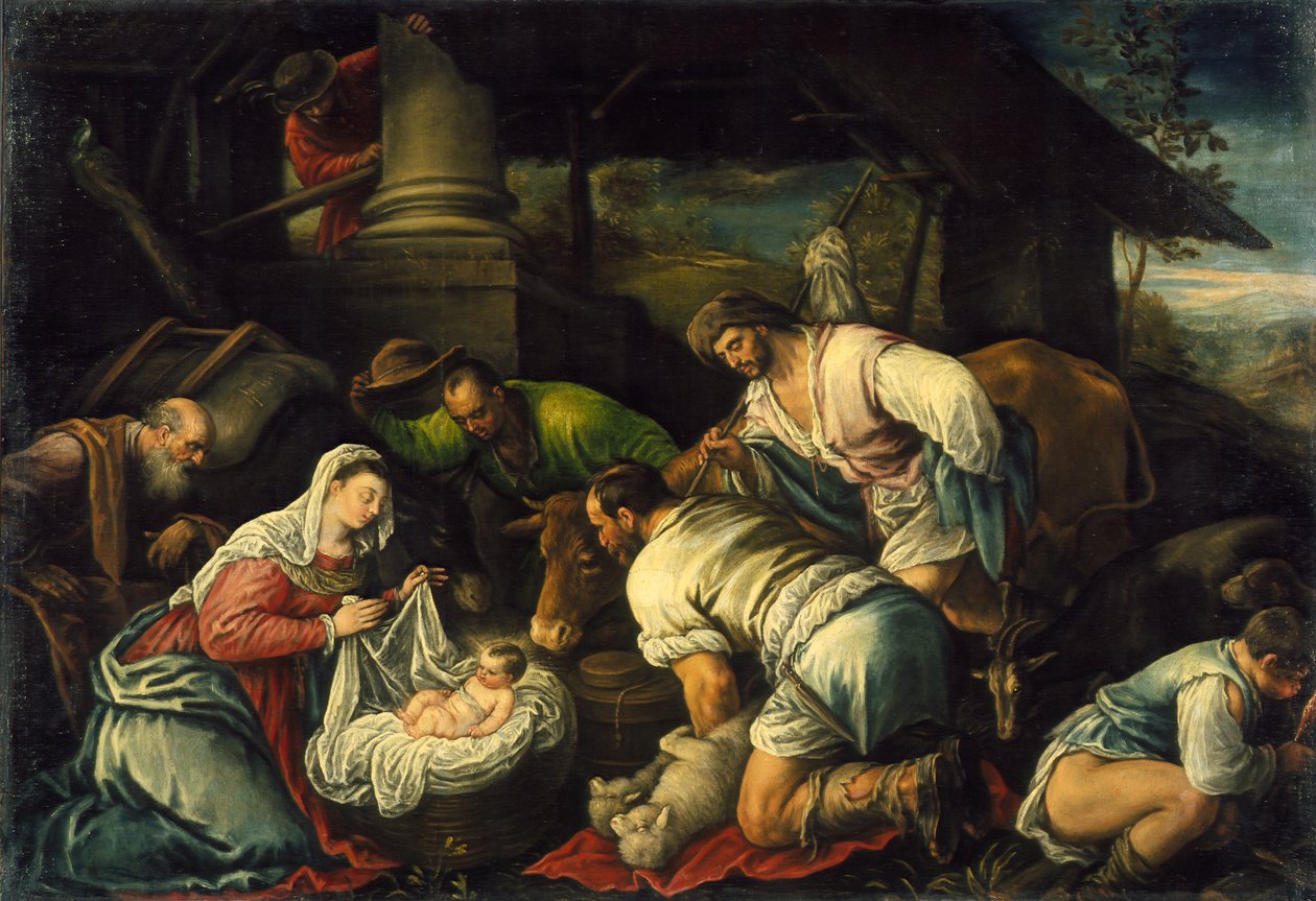 Hyrdernes tilbedelse, c.1585-1590 af Francesco Bassano