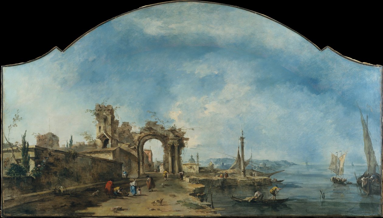 Fantastisk landskab, ca. 1765 (olie på lærred) af Francesco Guardi