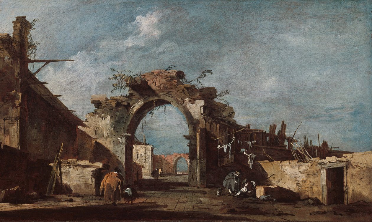 Ruineret buegang, 177593. af Francesco Guardi