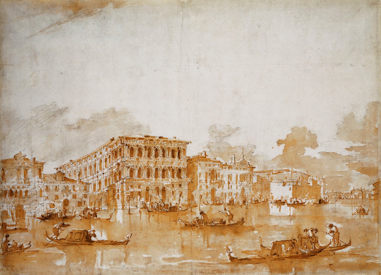 Canal Grande med Ca" Pesaro af Francesco Guardi