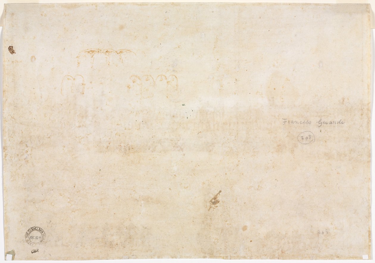 Tre skitser af buer (verso) af Francesco Guardi
