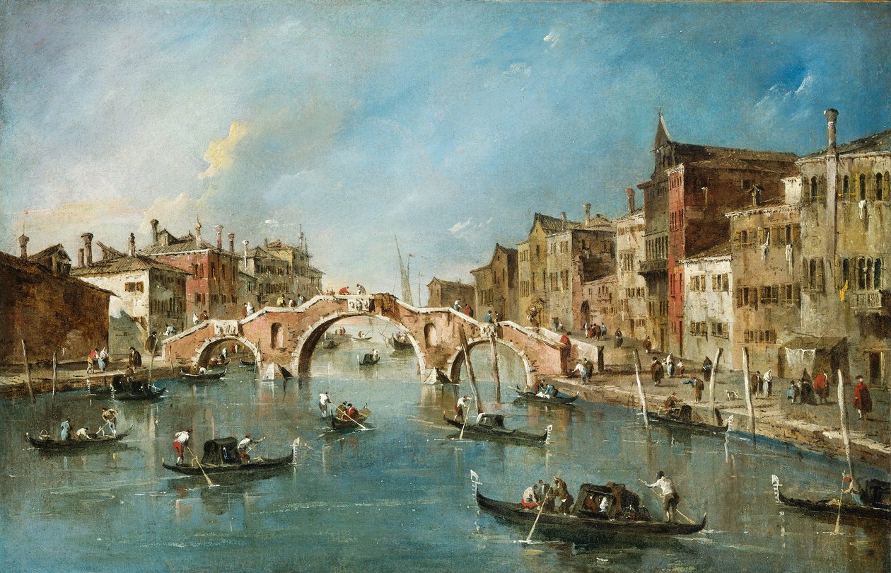 Udsigt over Cannaregio-kanalen, Venedig af Francesco Guardi