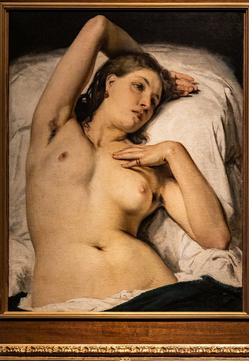 Nøgen af kvinde (hvilende model) af Francesco Hayez