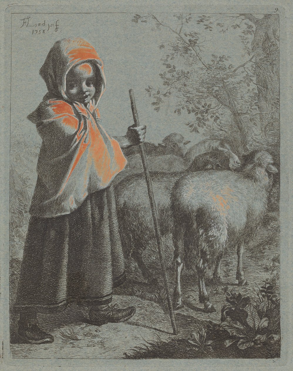 Barnehyrdinde med flok, 1758. af Francesco Londonio