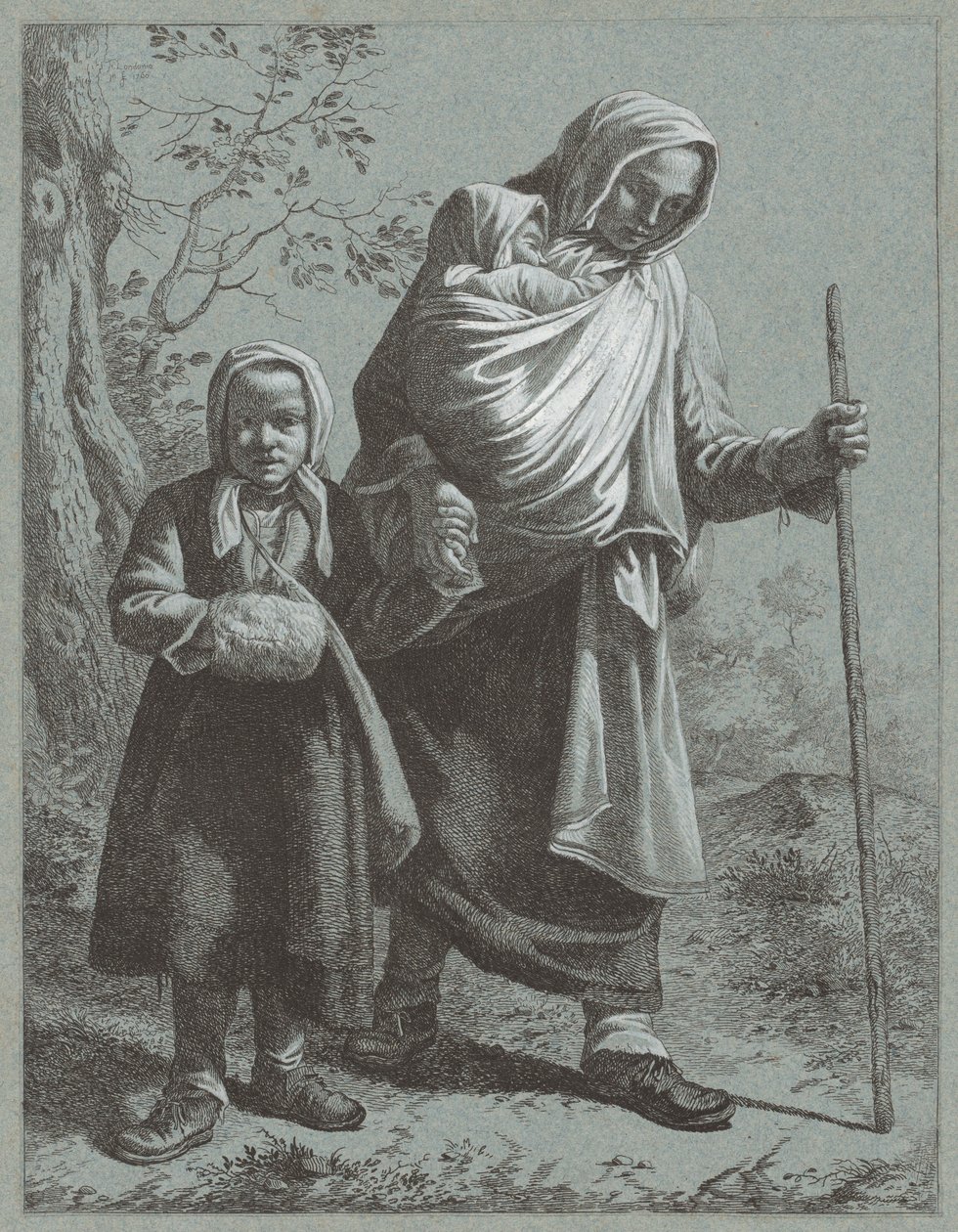 Bondekvinde med to børn, 1764. af Francesco Londonio