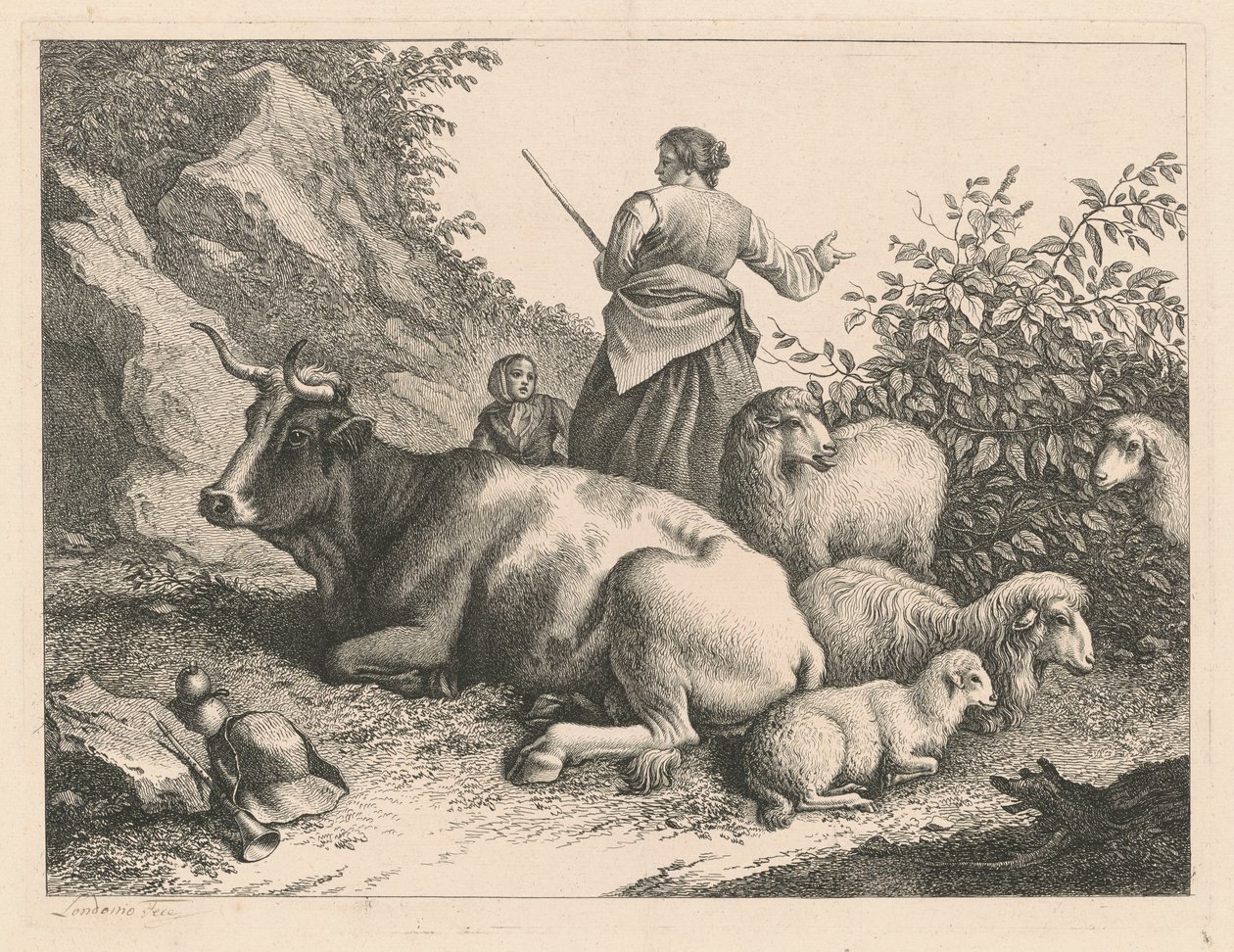 Stående Hyrdinde med et Barn, efter 1776. af Francesco Londonio