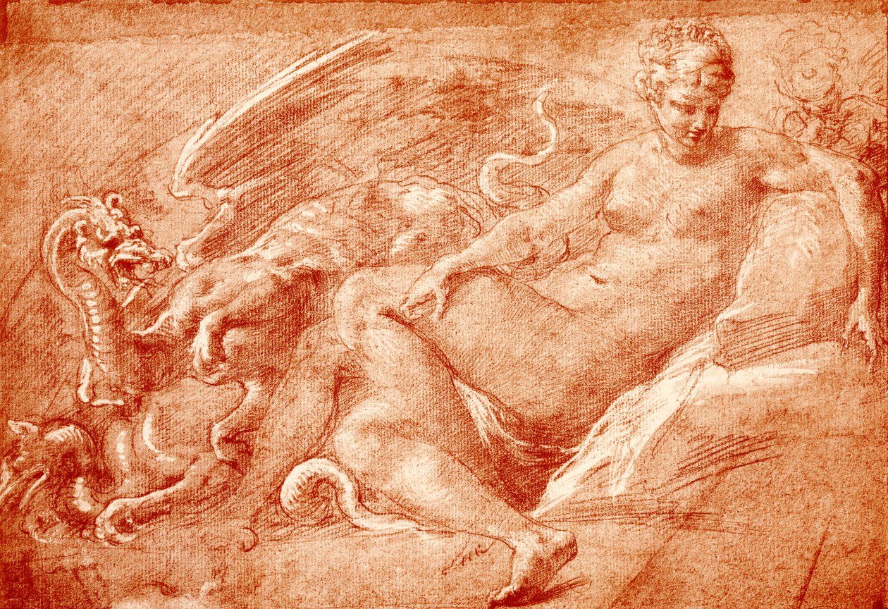 Studer til Ceres på dragevognen af Francesco Primaticcio