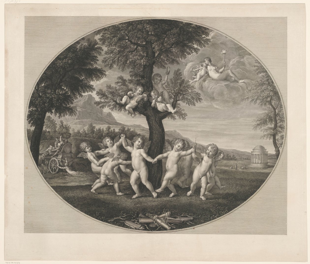 Putti danser om et træ af Francesco Rosaspina