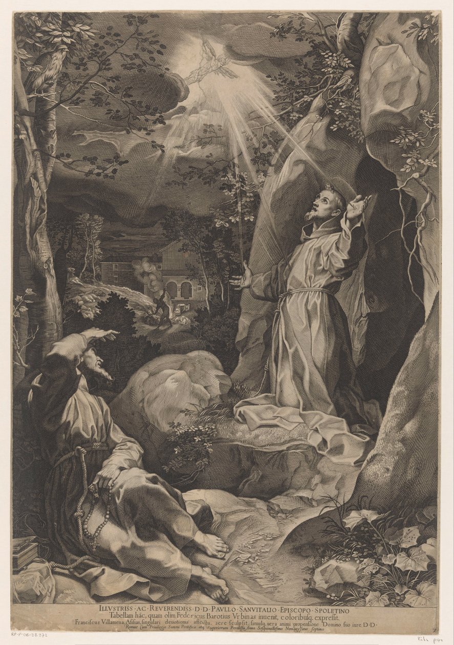 Francis modtager stigmataet af Francesco Villamena