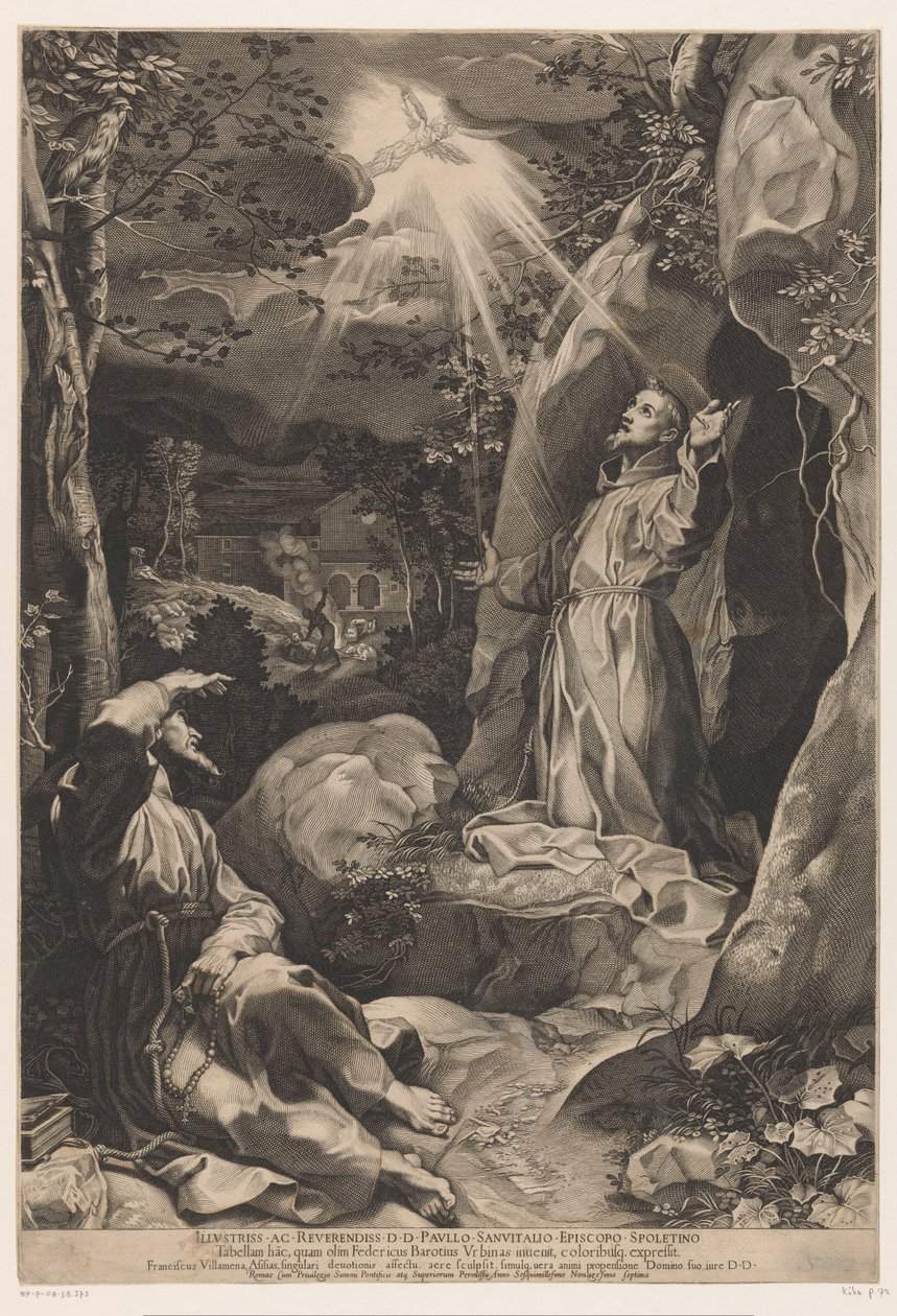 Saint Francis modtager stigmata af Francesco Villamena