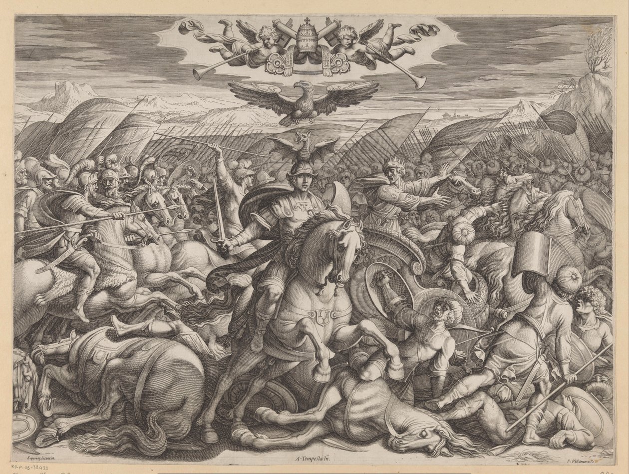 Slaget ved Gaugamela af Francesco Villamena
