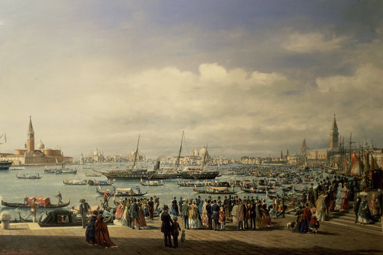 Napoleon III ankommer til Venedig af Francesco Zanin