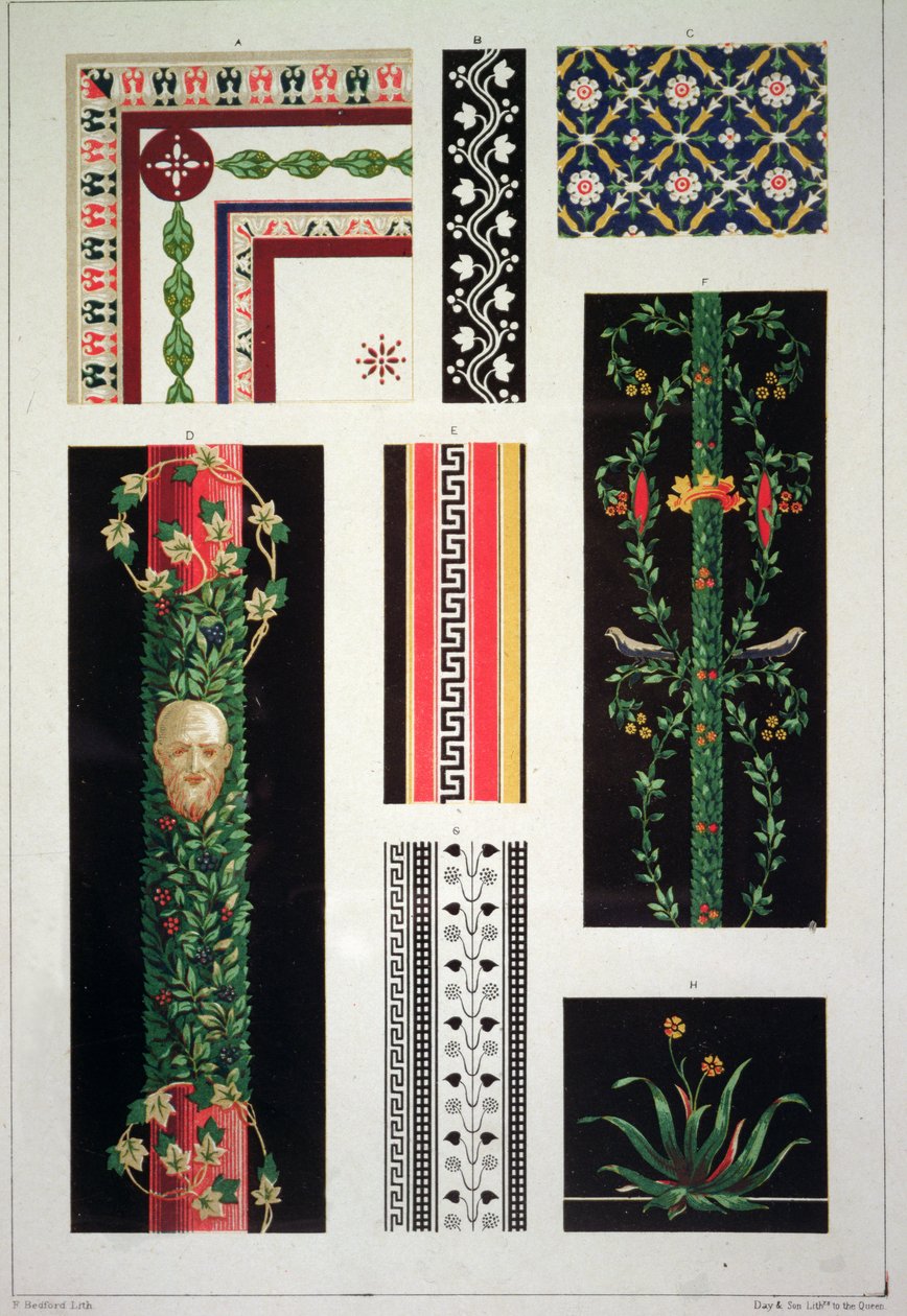 Pompeiian Ornament, fra Cundalls Eksempler på Ornament af Francis Bedford