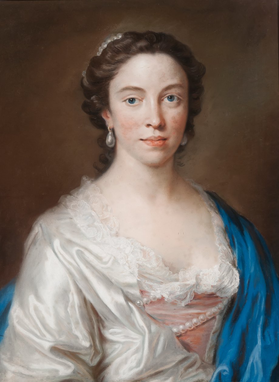 Portræt af Mary Thornton (pastel på papir) af Francis Cotes