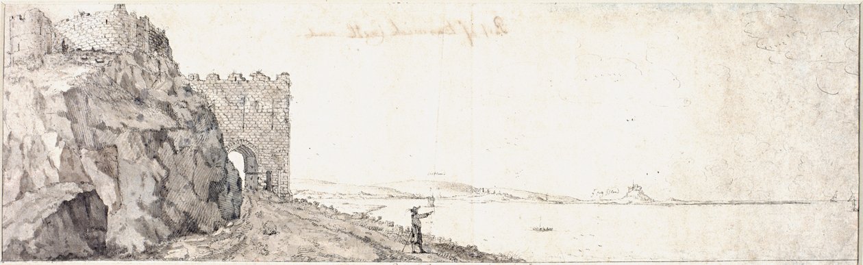 Porten, Bamburgh Castle (blæk på papir) af Francis Place