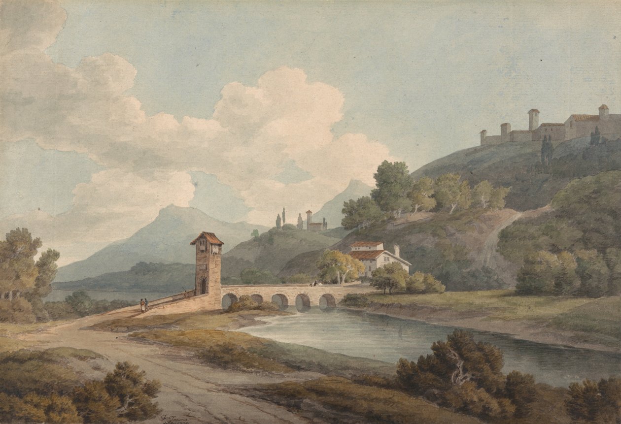 Moderne bro ved Narni af Francis Towne